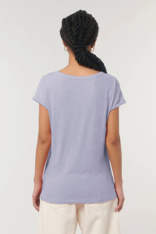 Damen Flammengarn T-Shirt mit gerollten Ärmeln