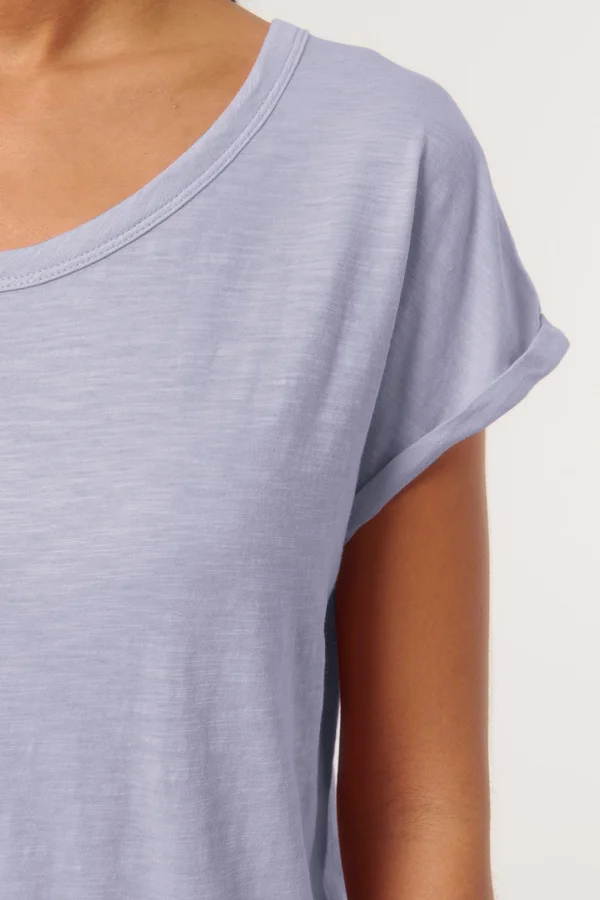 Damen Flammengarn T-Shirt mit gerollten Ärmeln