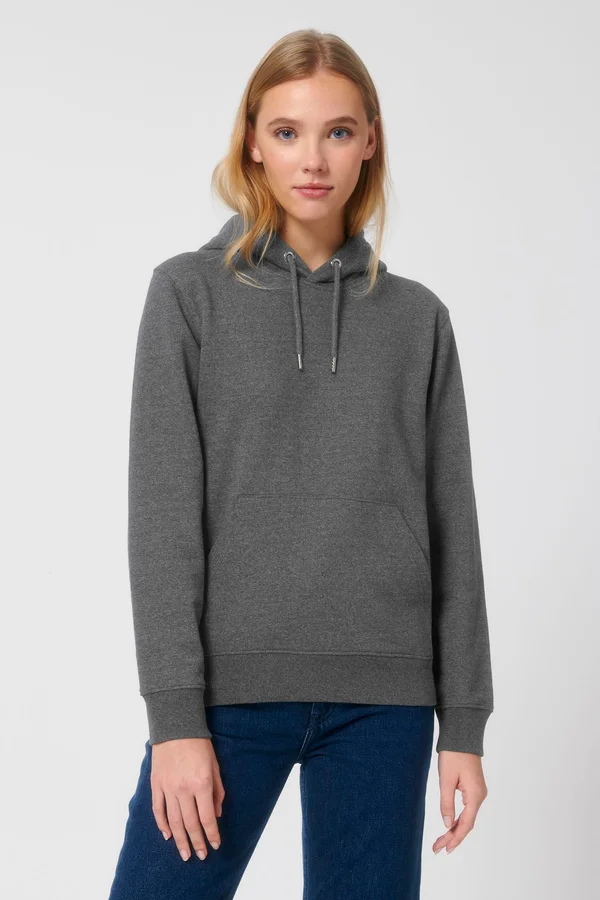 Der Unisex-Hoodie mit trockenem Griff aus recycelter Baumwolle