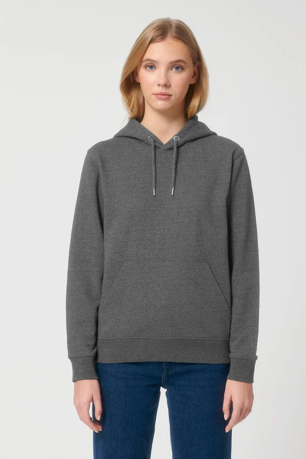 Der Unisex-Hoodie mit trockenem Griff aus recycelter Baumwolle