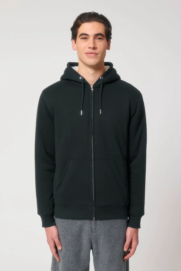 Der Unisex-Zip-Hoodie mit Sherpa-Futter