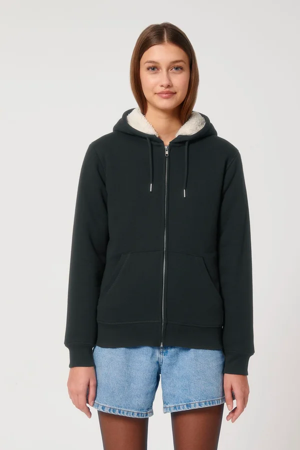 Der Unisex-Zip-Hoodie mit Sherpa-Futter