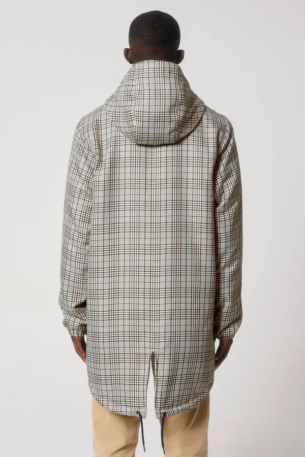 Wattierter Unisex-Parka aus kariertem Tweed