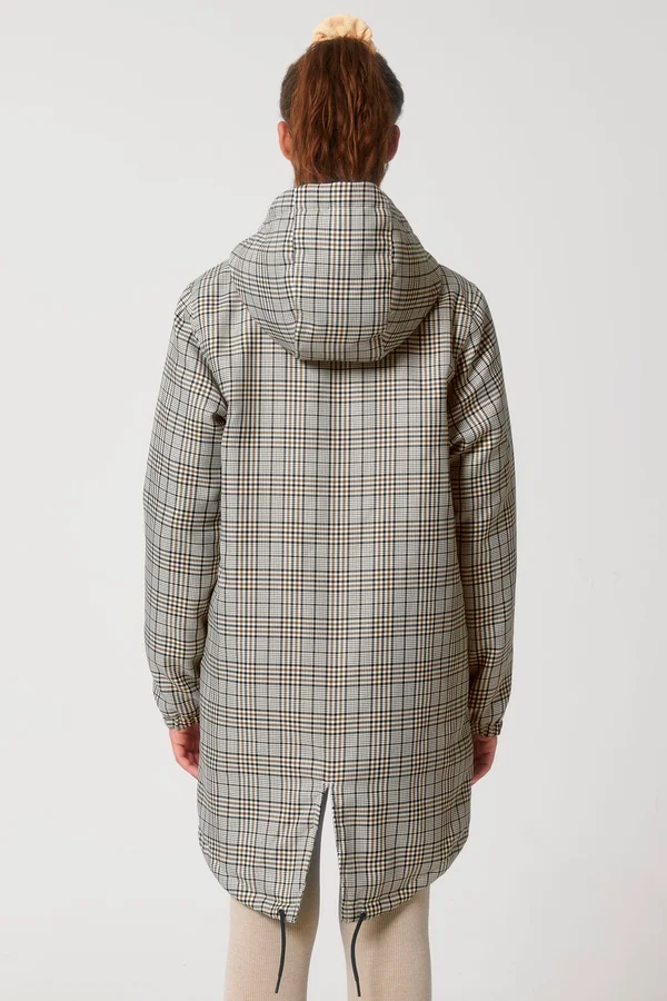 Wattierter Unisex-Parka aus kariertem Tweed