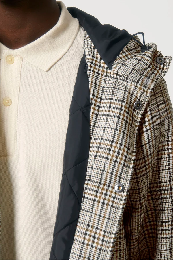 Wattierter Unisex-Parka aus kariertem Tweed