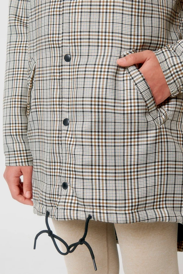 Wattierter Unisex-Parka aus kariertem Tweed
