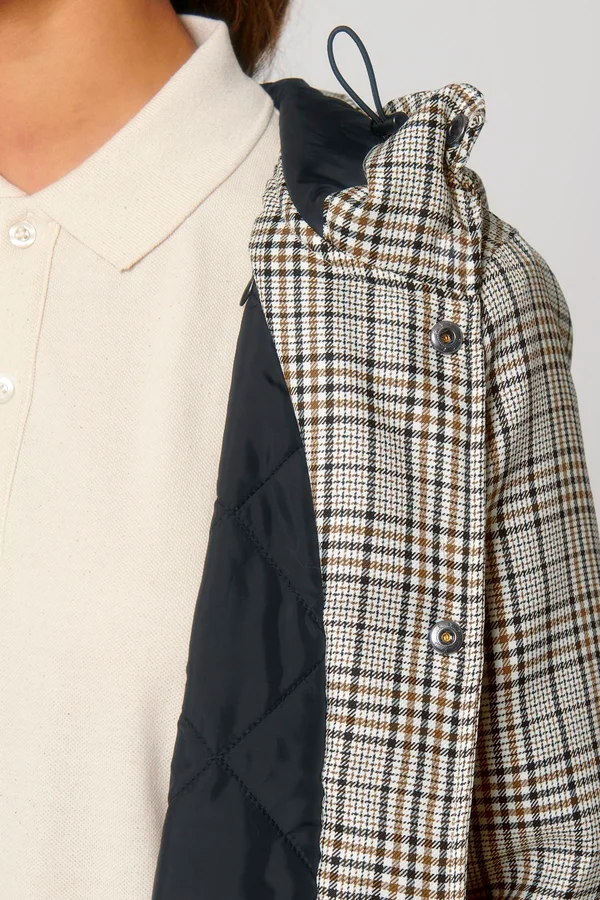 Wattierter Unisex-Parka aus kariertem Tweed