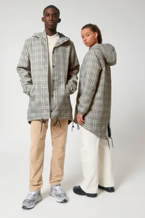Wattierter Unisex-Parka aus kariertem Tweed