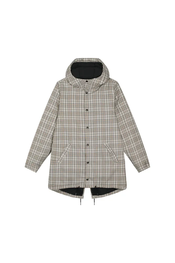 Wattierter Unisex-Parka aus kariertem Tweed