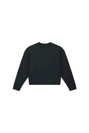 Kurzes Damen-Sweatshirt mit Rundhalsausschnitt Wave Terry