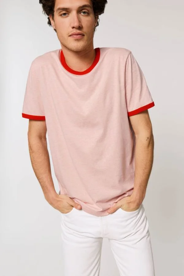 Unisex T-Shirt mit farblich Bündchen Säumen