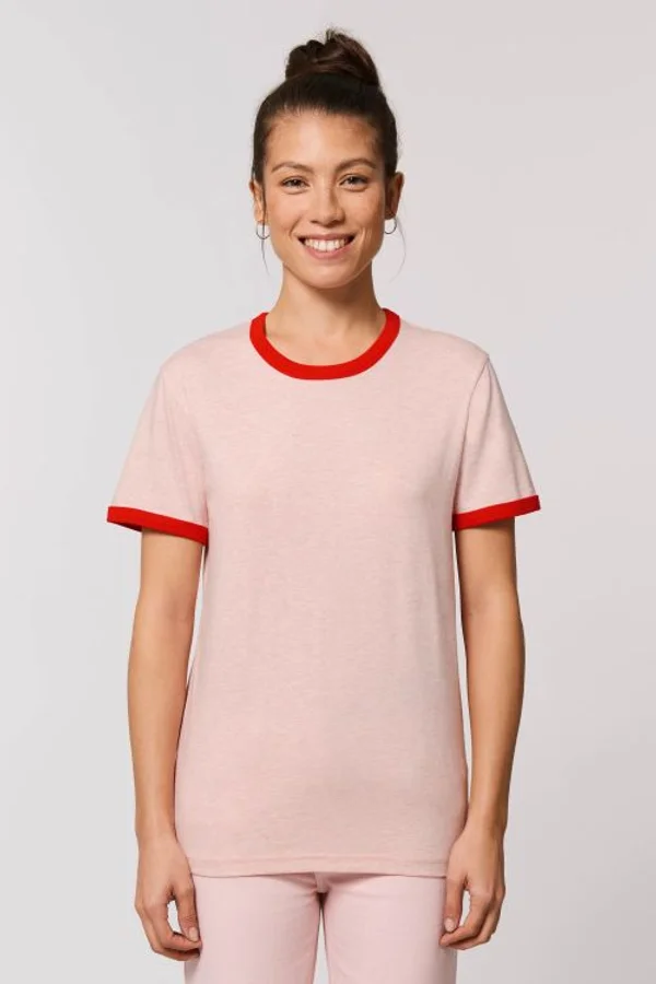 Unisex T-Shirt mit farblich Bündchen Säumen