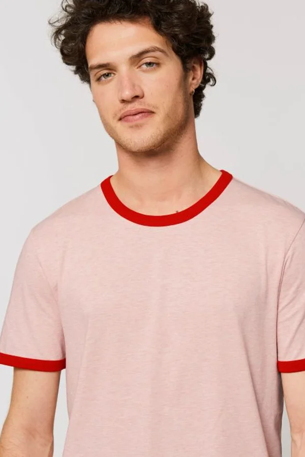 Unisex T-Shirt mit farblich Bündchen Säumen