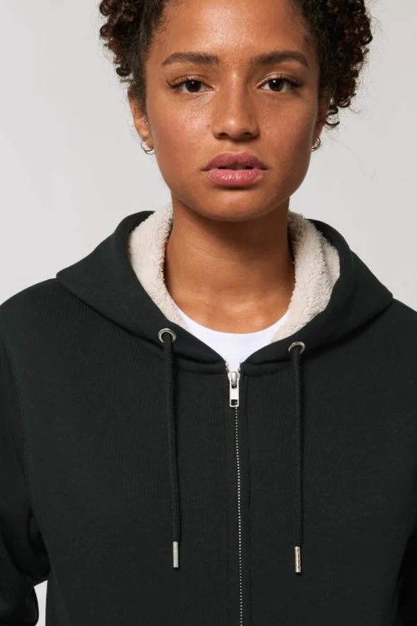Unisex Kapuzensweat mit Reißverschluss und Sherpa-Futter