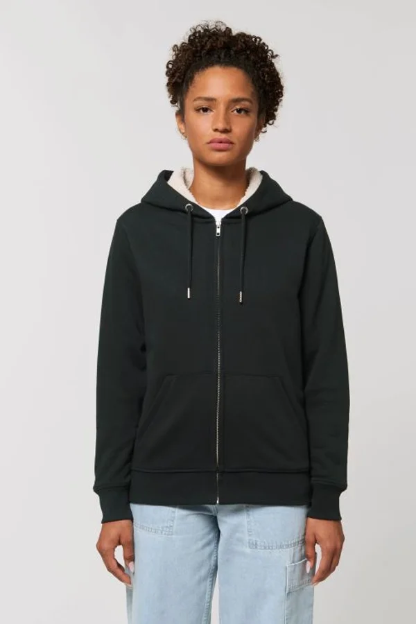 Unisex Kapuzensweat mit Reißverschluss und Sherpa-Futter