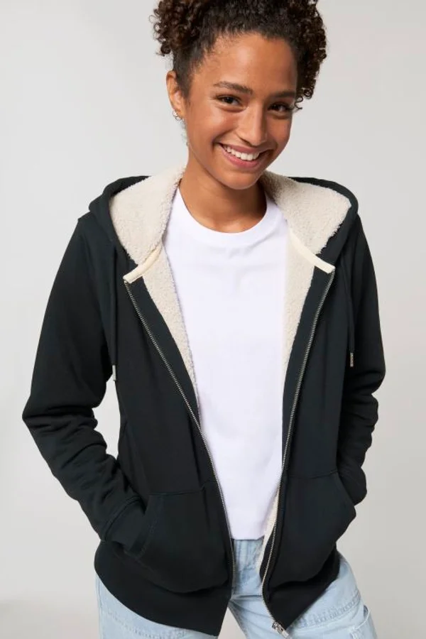 Unisex Kapuzensweat mit Reißverschluss und Sherpa-Futter