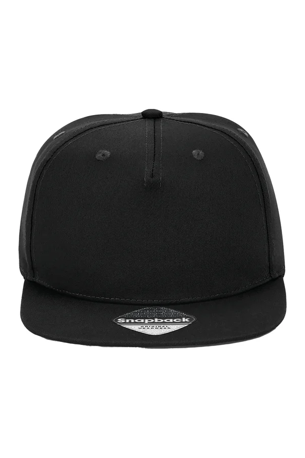 5 Panel Snapback Rapper Cap Black