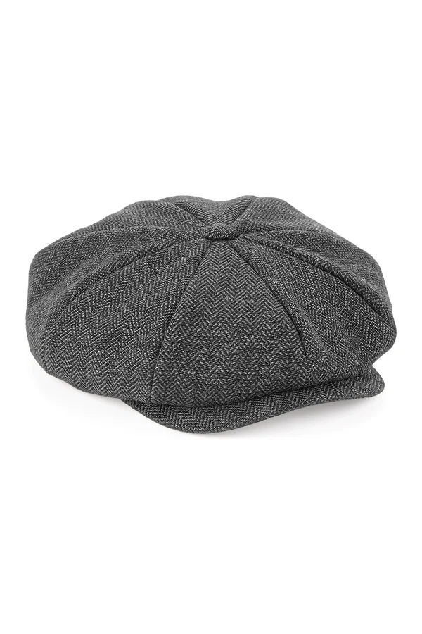 Heritage baker boy cap Charcoal Herringbone