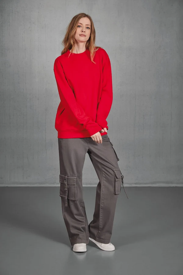 Crew Neck Sweatshirt Set In