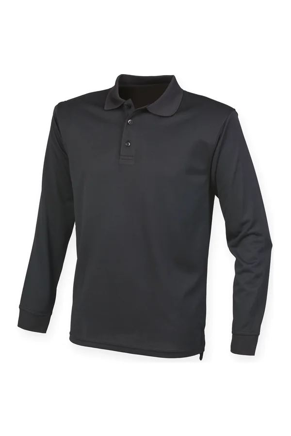 Unisex Coolplus® Long-Sleeved Polo Shirt Black