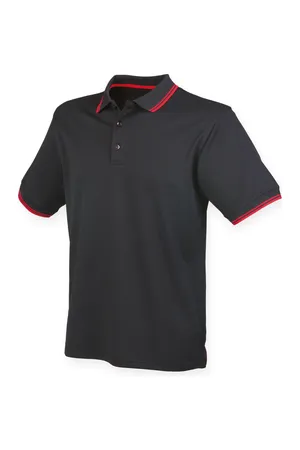 Coolplus® Kurzarm Poloshirt mit Schrägkragen Black / Red