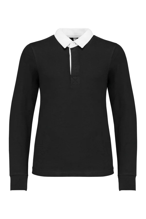 Kinder Rugby Polohemd Black / White