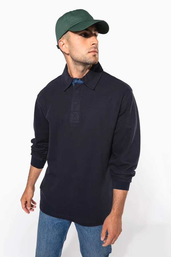 French rib > langarm-poloshirt