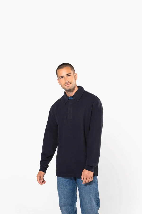 French rib > langarm-poloshirt