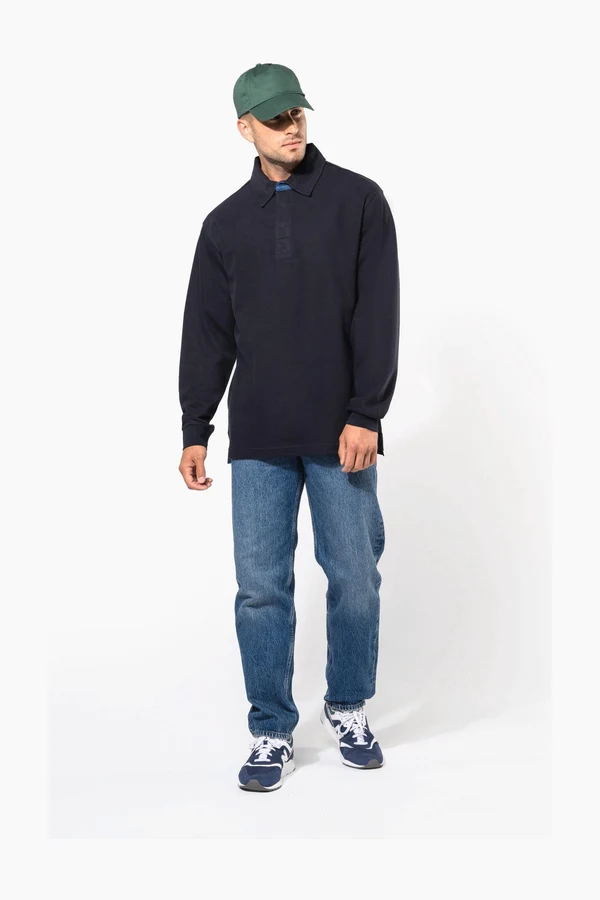French rib > langarm-poloshirt