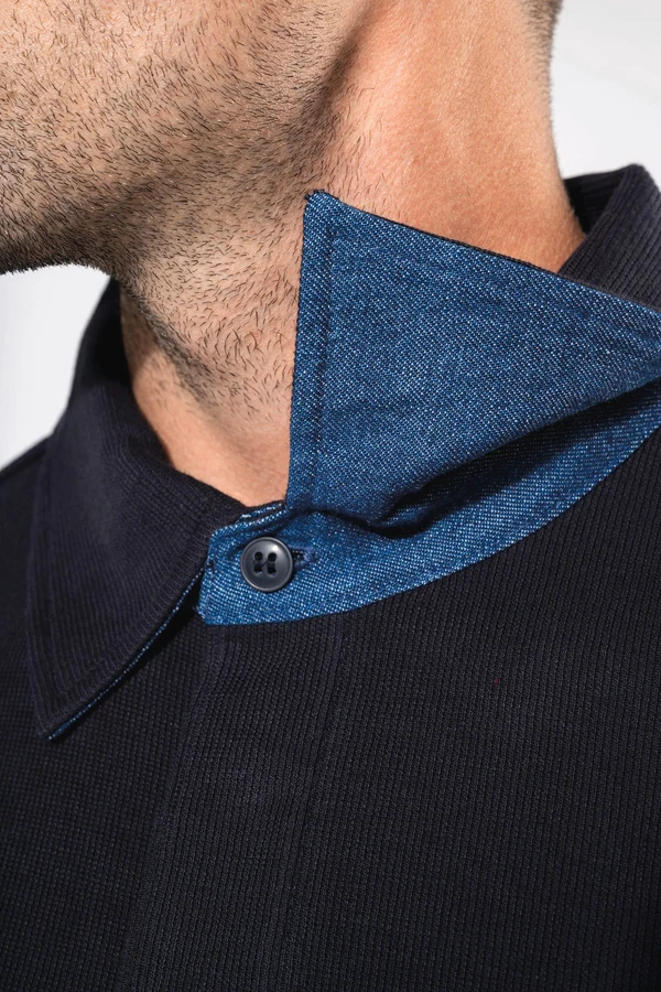French rib > langarm-poloshirt