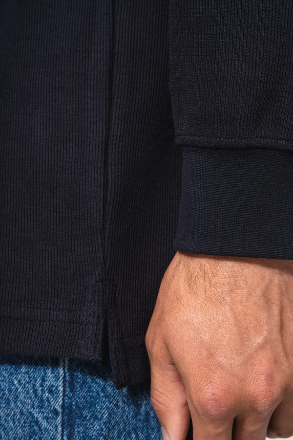 French rib > langarm-poloshirt