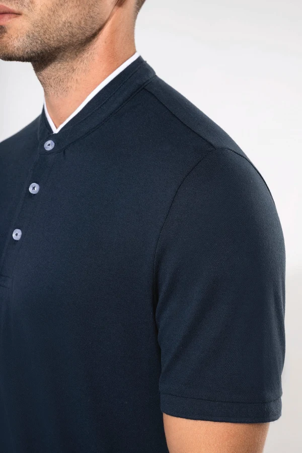 Kurzarm-Polohemd für Herren mit Maokragen