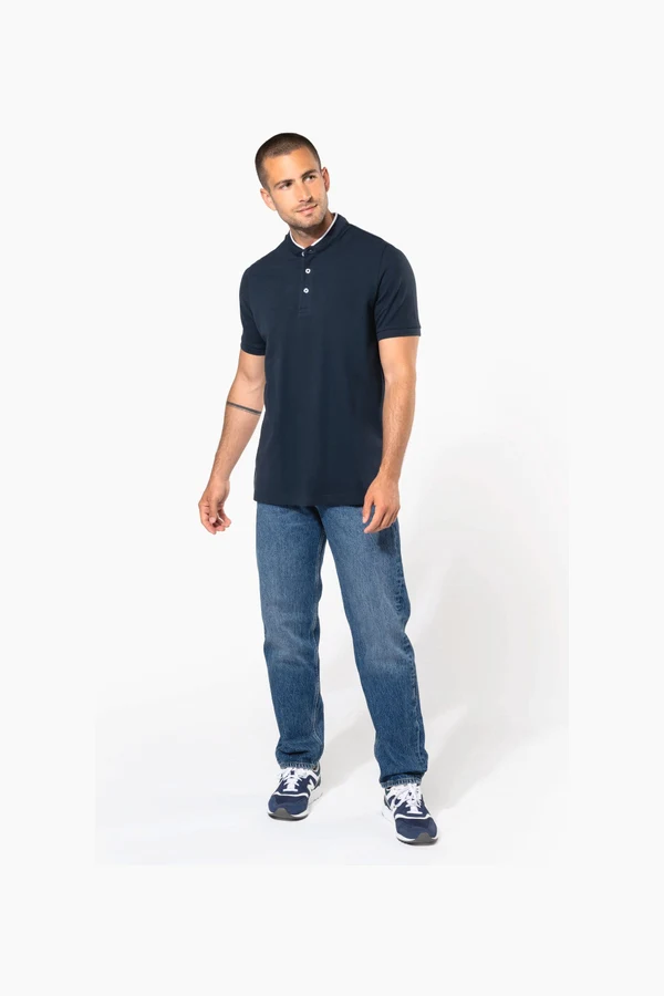 Kurzarm-Polohemd für Herren mit Maokragen