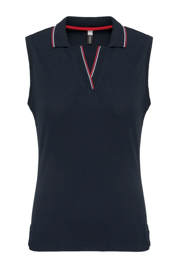 Ärmelloses Polohemd für Damen navy / red / white