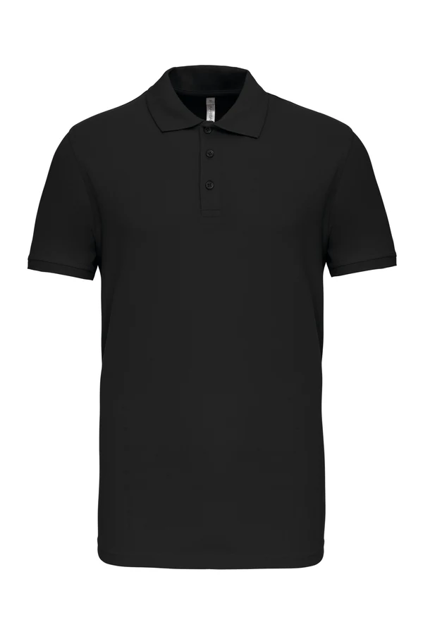 Kurzarm-Polohemd für Herren. Aus Baumwollpiqué Black
