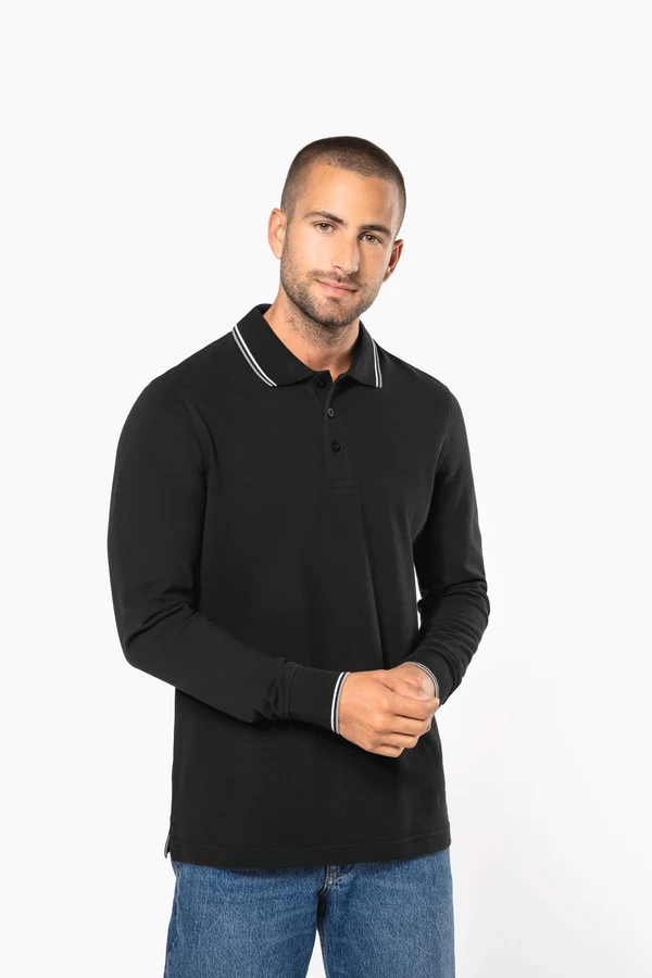 Langarm-Polohemd aus Piqué für Herren