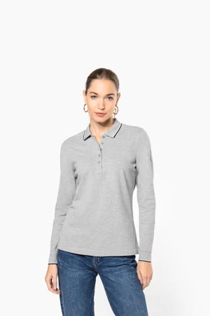 Langarm-Polohemd aus Piqué für Damen