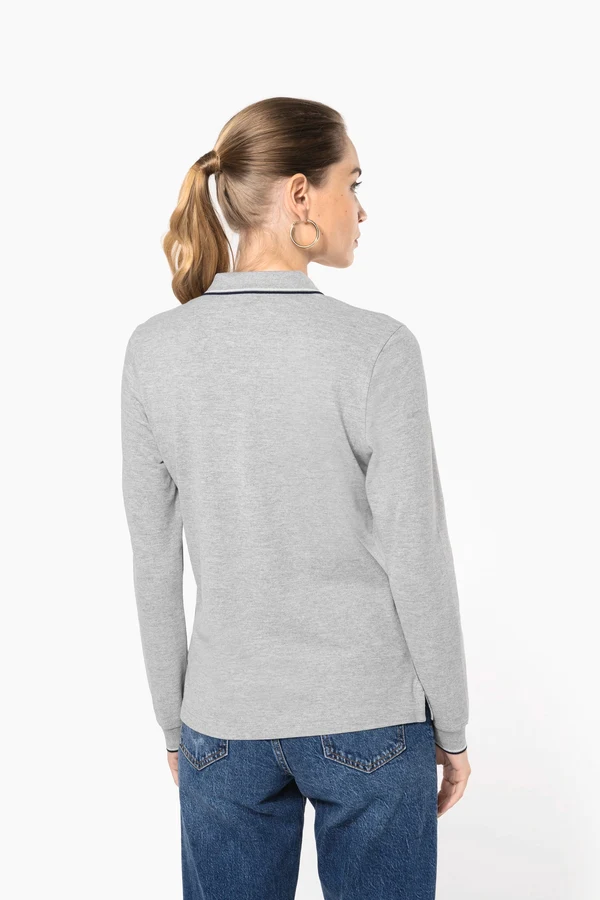 Langarm-Polohemd aus Piqué für Damen