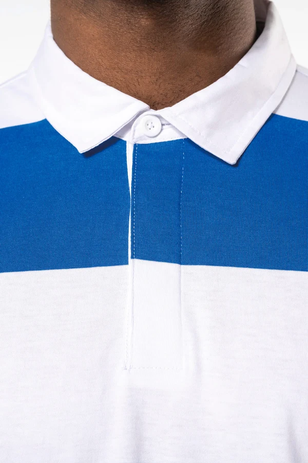 Gestreiftes Polohemd mit langen Ärmeln, Unisex