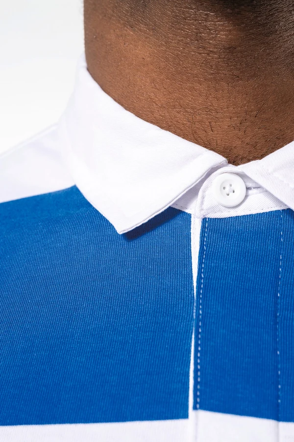 Gestreiftes Polohemd mit langen Ärmeln, Unisex