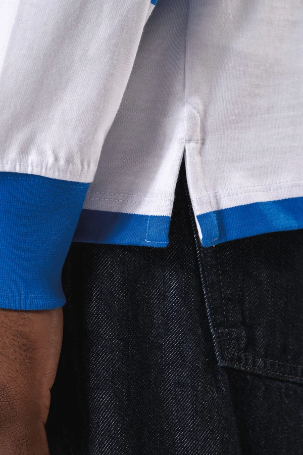 Gestreiftes Polohemd mit langen Ärmeln, Unisex