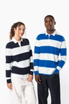 Gestreiftes Polohemd mit langen Ärmeln, Unisex
