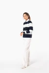 Gestreiftes Polohemd mit langen Ärmeln, Unisex