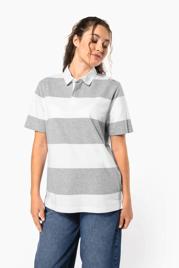 Gestreiftes Polohemd mit kurzen Ärmeln, Unisex