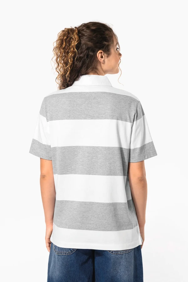 Gestreiftes Polohemd mit kurzen Ärmeln, Unisex