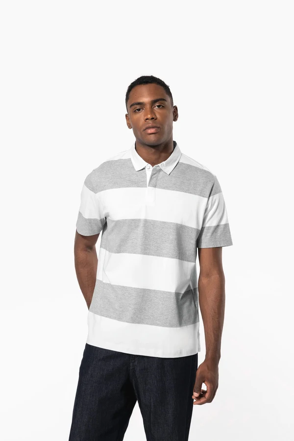 Gestreiftes Polohemd mit kurzen Ärmeln, Unisex