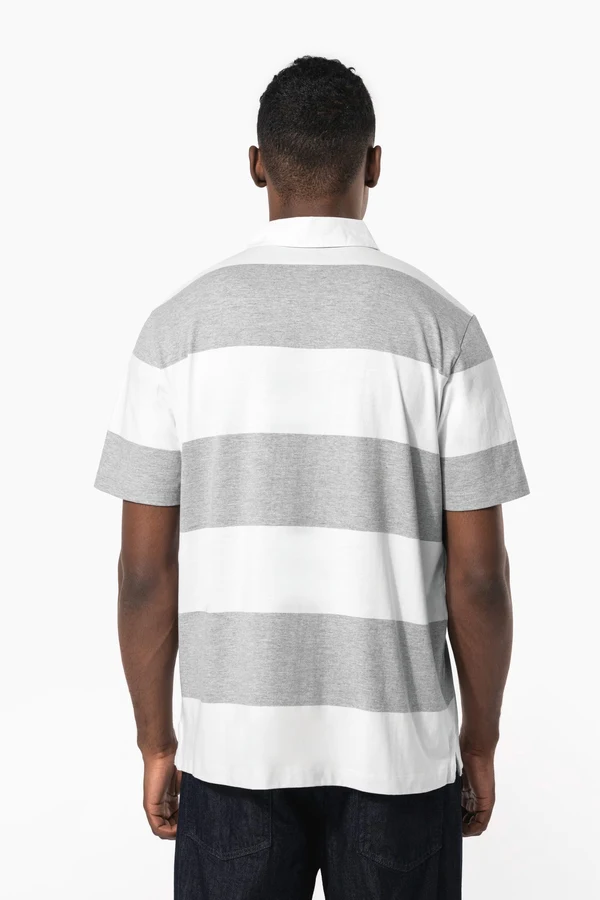 Gestreiftes Polohemd mit kurzen Ärmeln, Unisex