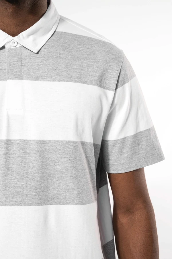 Gestreiftes Polohemd mit kurzen Ärmeln, Unisex