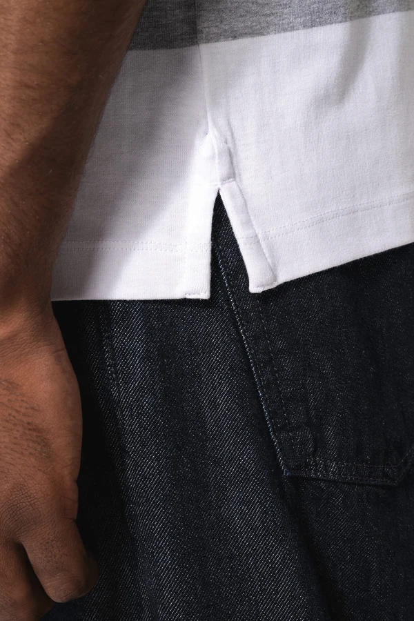 Gestreiftes Polohemd mit kurzen Ärmeln, Unisex