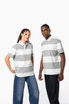 Gestreiftes Polohemd mit kurzen Ärmeln, Unisex